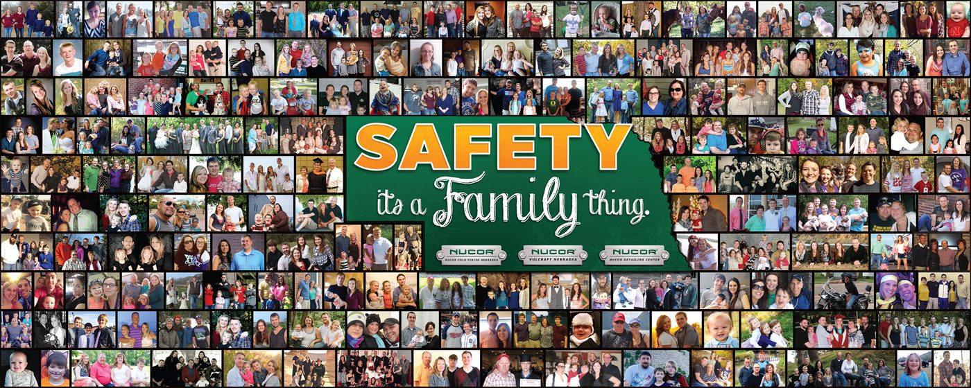 Nucor family collage safety banner 20 by 40 feet