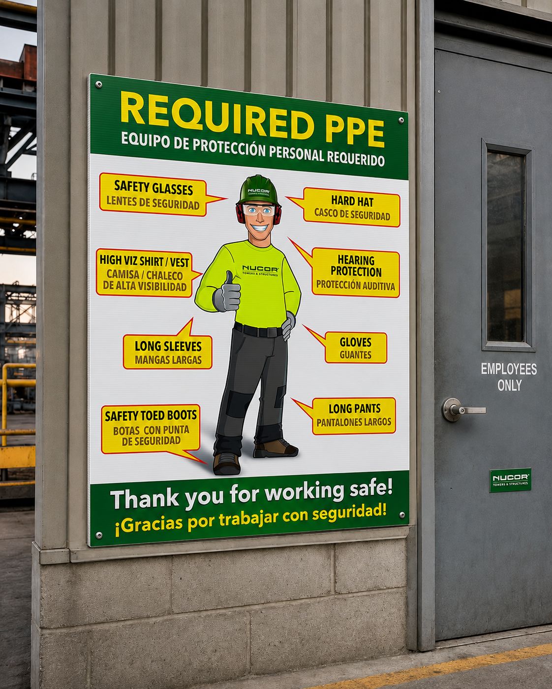 Corrugated plastic PPE requirements sign
