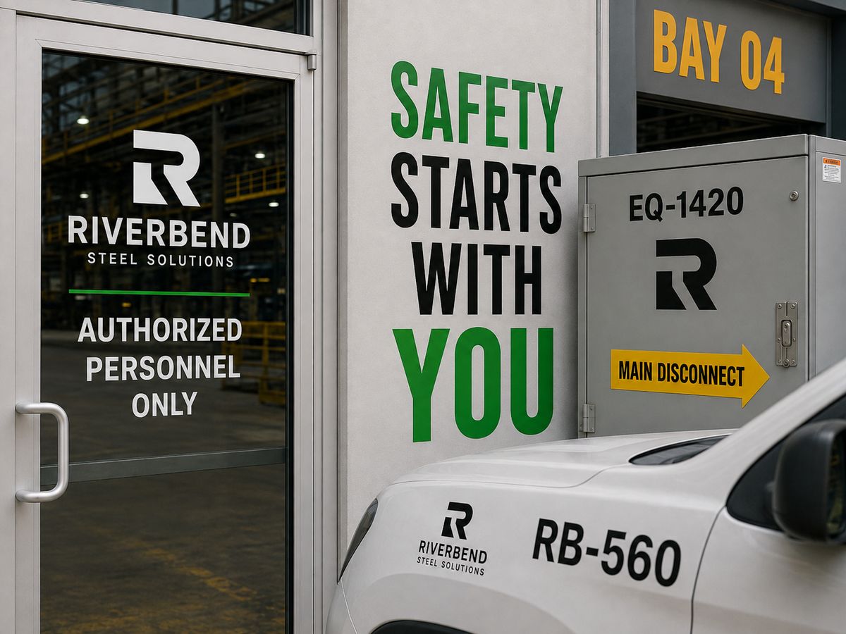 Cut vinyl safety decal applied to a smooth surface